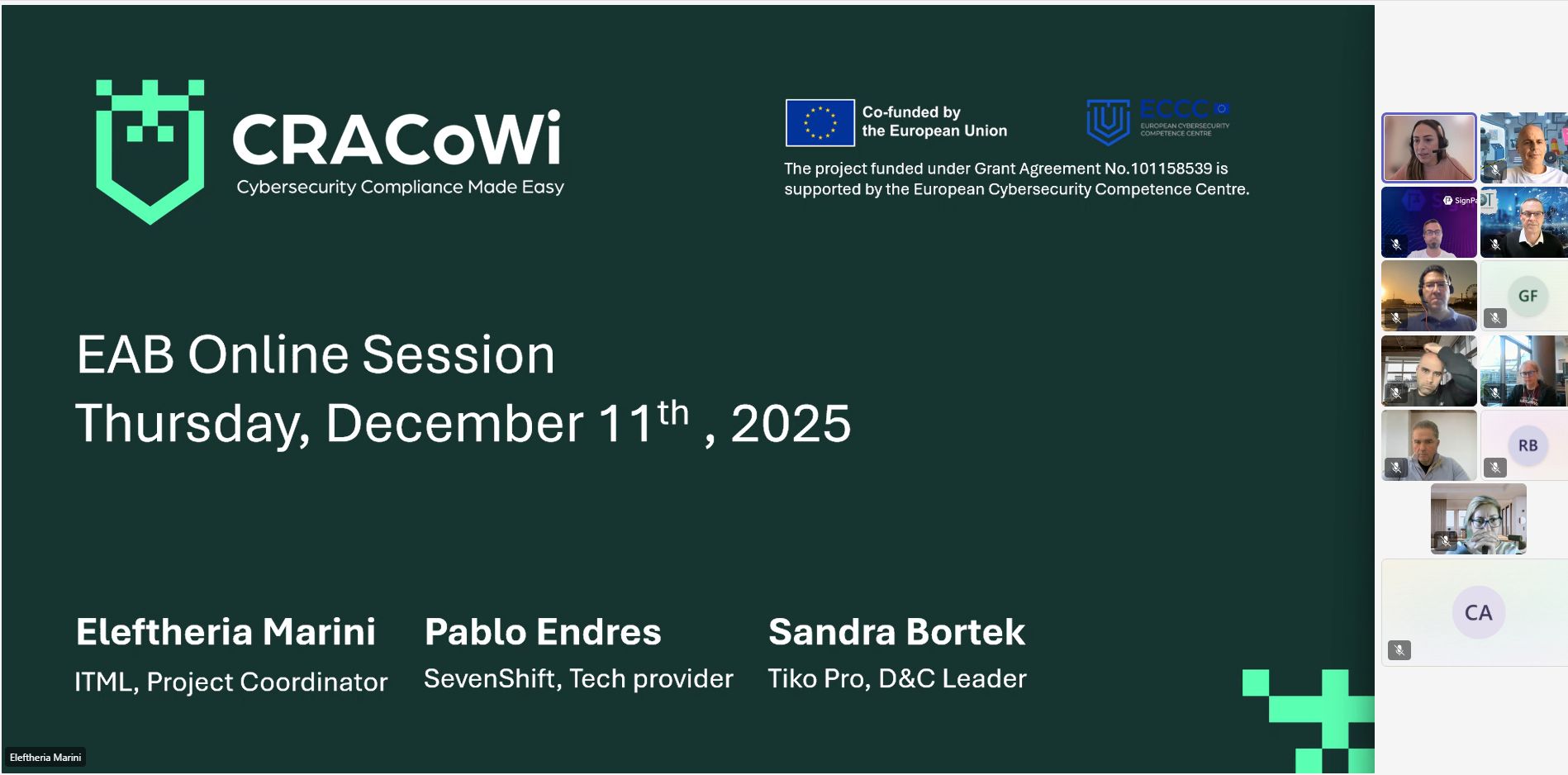 CRACoWI online meeting December 2025